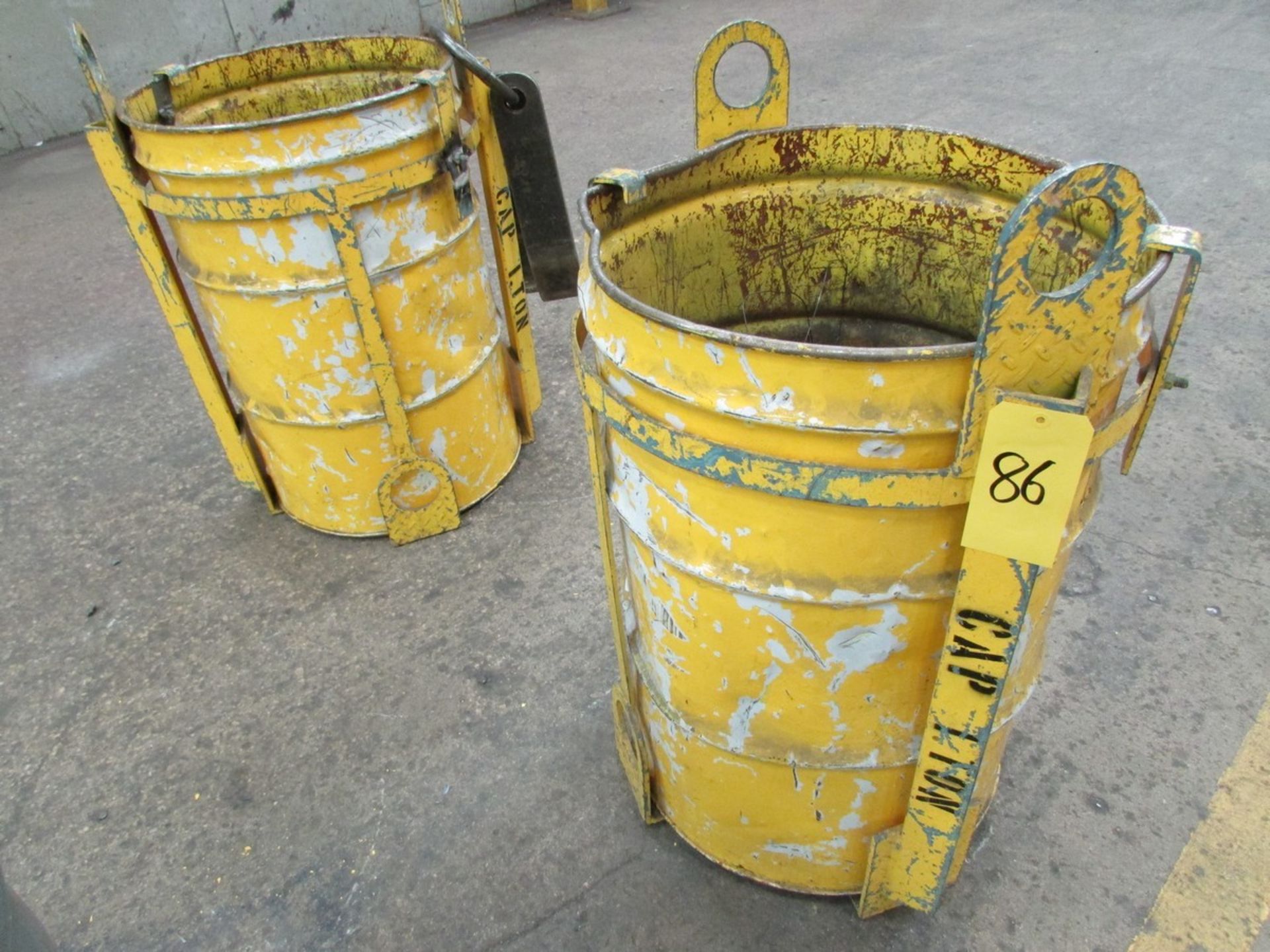 Four shopbuilt crane lift scrap buckets