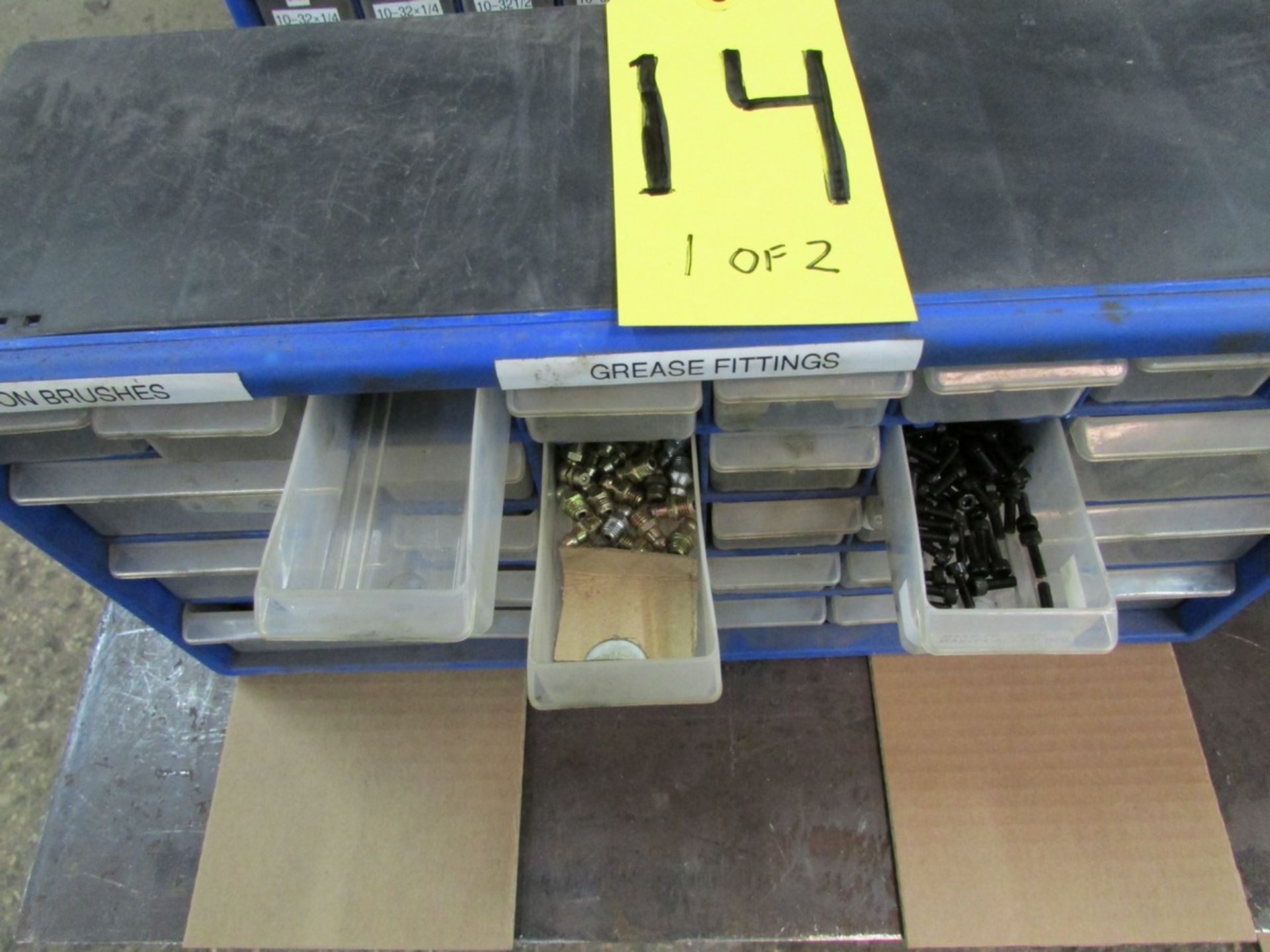 Two small plastic nut and bolt bins c/w contents - Image 2 of 3