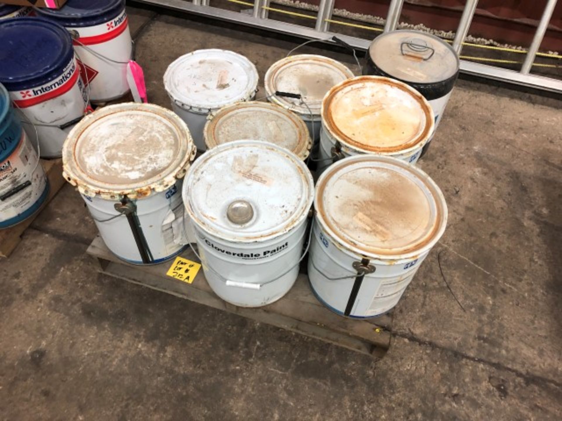 5 Pallets of assorted mostly unused paint including traffic paint, grey primer, galvanized zinc - Image 6 of 6