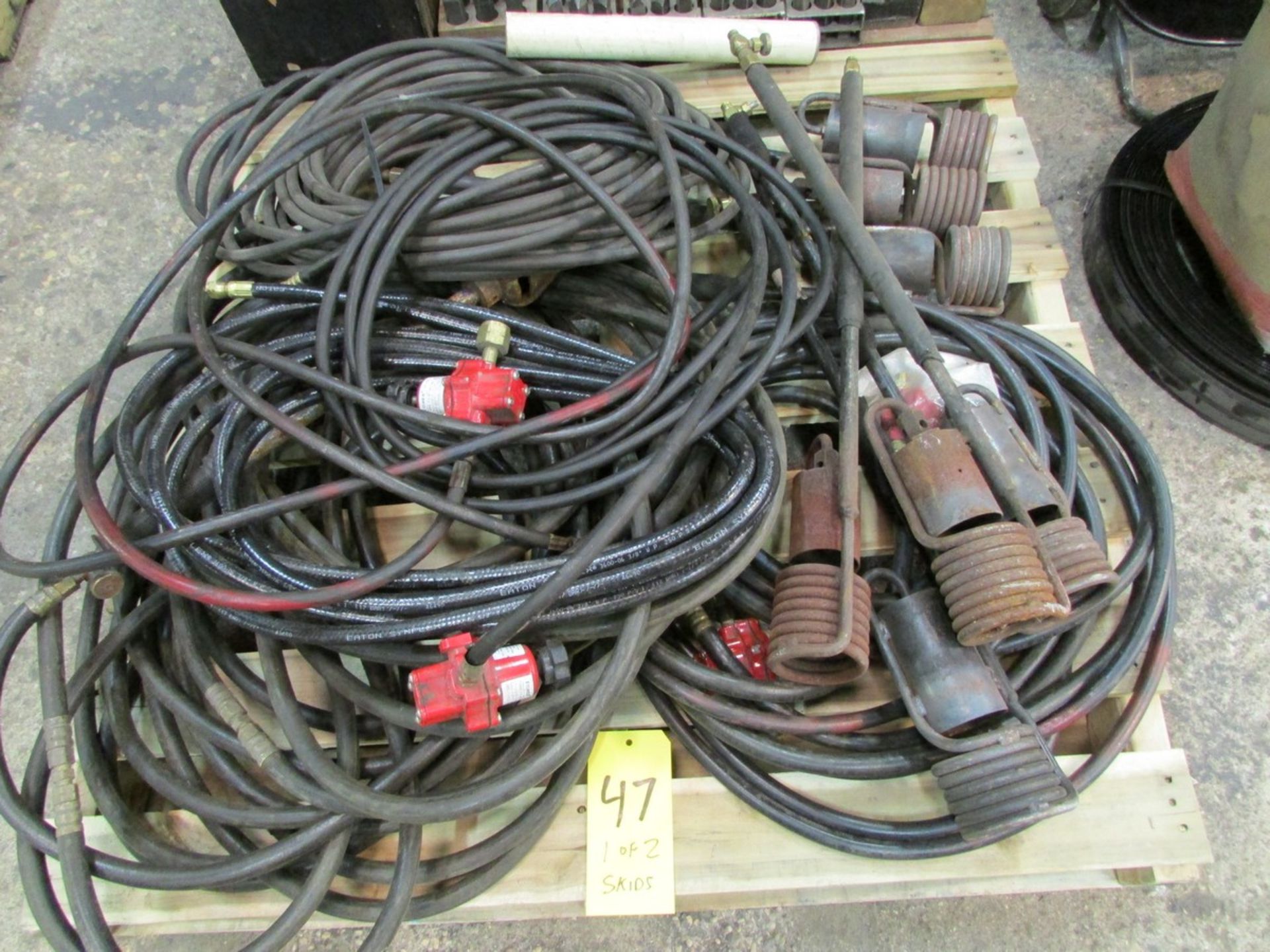 Two skids of propane torches, hose and valves plus number and letter stamps