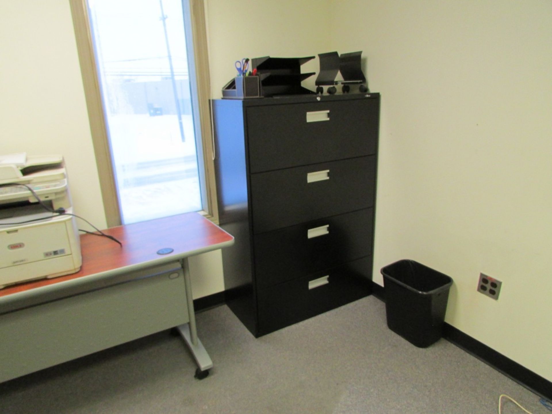 Contents of office includes, OKI printer, 2 filing cabinets, and 2 matching cupboards - Image 4 of 5