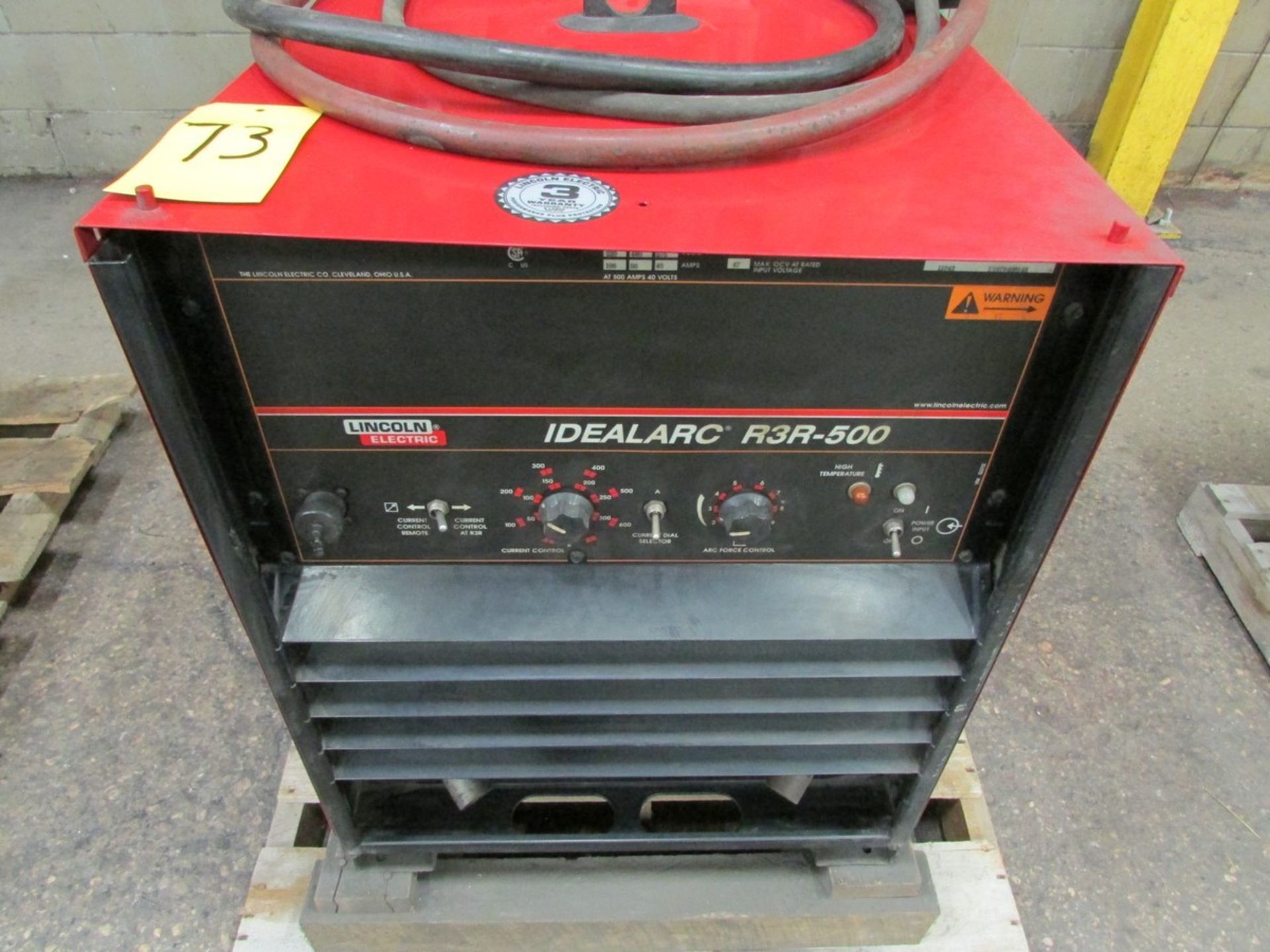 Lincoln Electric IdealArc R3R-500 welder s/n U1070400148 c/w ground cable