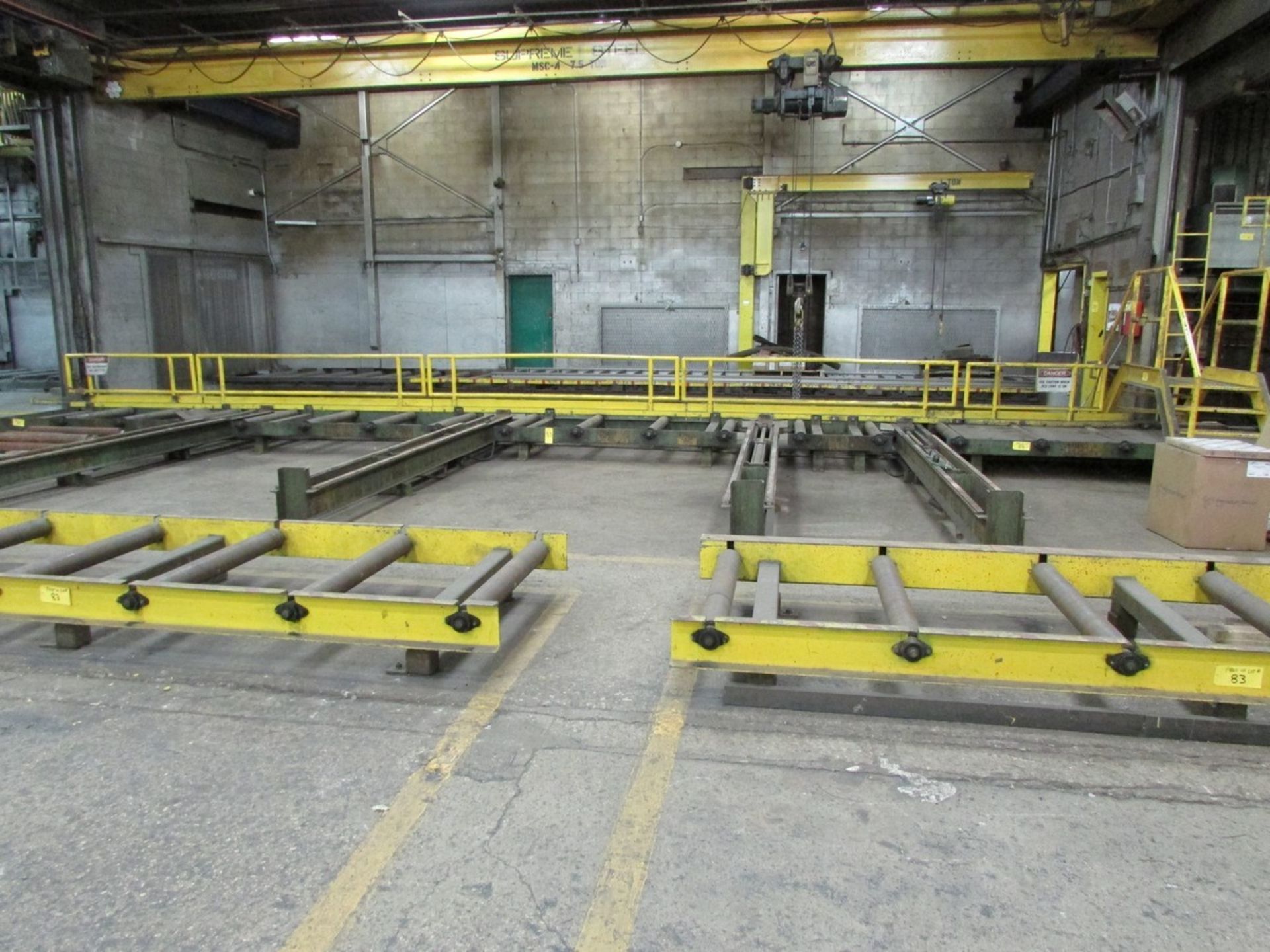 Shopbuilt Drill Line Power Conveyor w/42'' x 60' Infeed & 42'' x 60' Outfeed (with cross-slides) ( - Image 2 of 6