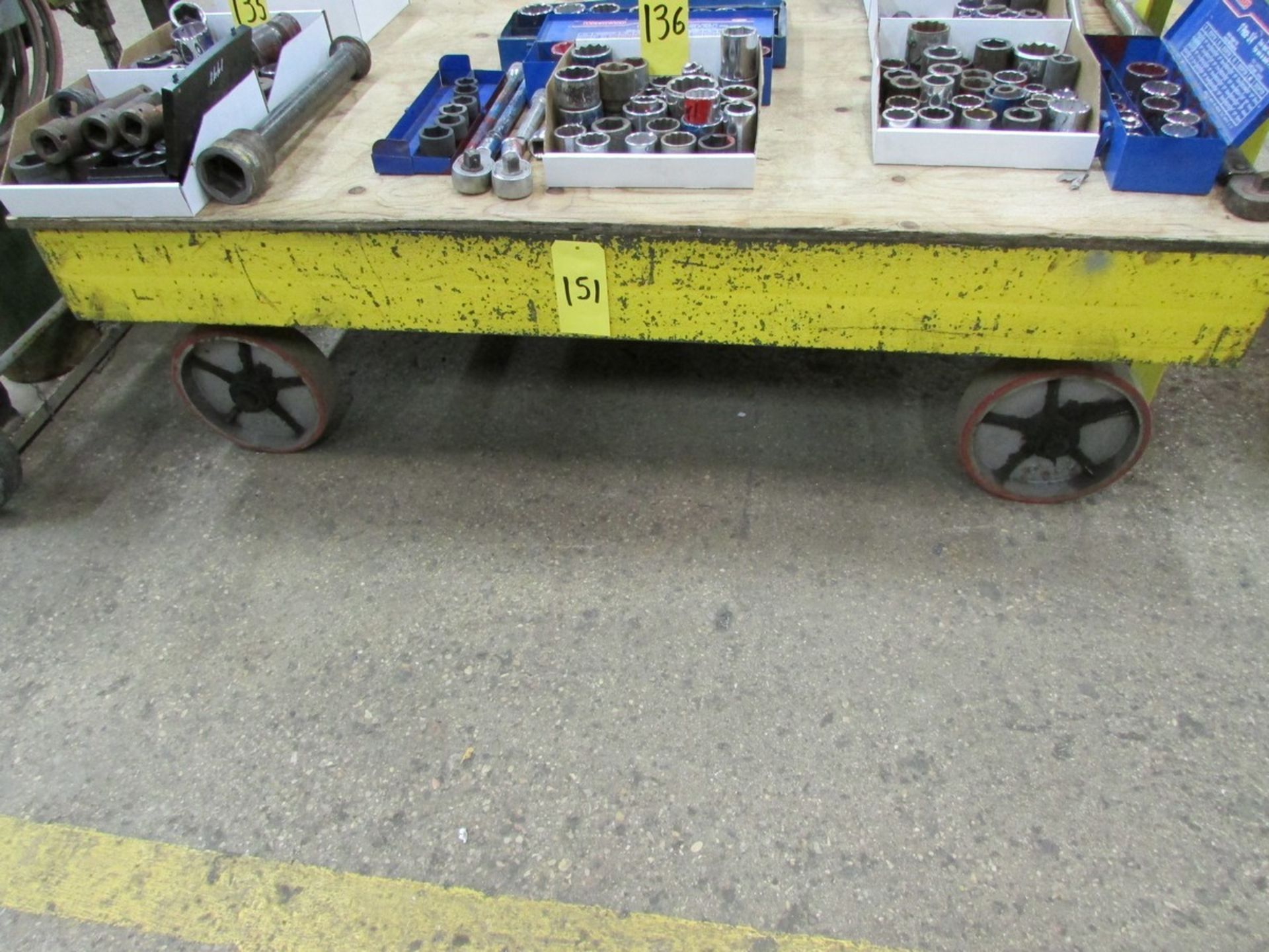 HD material cart, 48'' x 72'' x 23''H w/ 12'' solid wheels