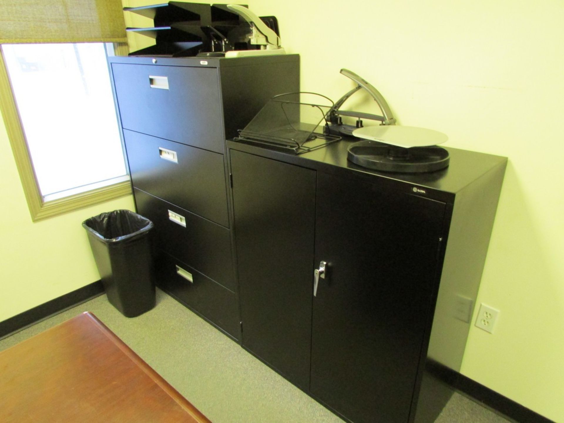 Contents of office includes desk and 2 chairs, 4 filing cabinets and misc. - Image 5 of 5