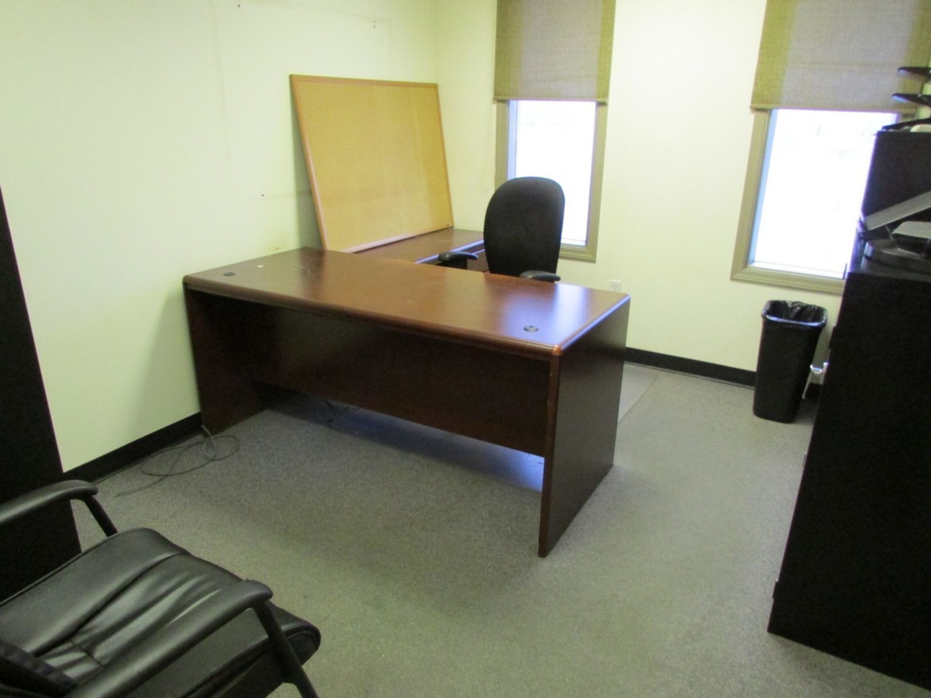 Contents of office includes desk and 2 chairs, 4 filing cabinets and misc. - Image 2 of 5