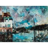 Französischer Impressionist. Blick in den Hafen von Marly, nach bekannter Vorlage. Öl/Ktn. 47 x 62