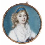 Portrait der Mlle. Falquet. Auf Elfenbein. Frankreich, Ende 18. Jh. Ø 5,2 cm. R