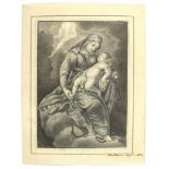 Andachtsbild. Bleistiftzeichnung: Maria mit Kind, 1823 dat. 13 x 10,2 cm