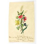 Stickbild mit Blütenstrauß und Widmung 1804. 18 x 11,5 cm