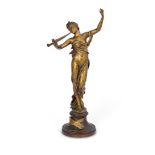 Eugène Marioton. 1857 - Paris - 1933. Bez. Musizierende, tanzende Muse. Bronze, auf Bronzesockel.