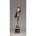 Merkur nach Giambologna. Bronze auf Plinthensockel. H 133 cm