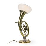 Tuba-Stehlampe mit großem Opalinglasschirm. H 100 cm