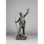 Junger triumphierender Jäger. Bronze, nach Eugène Marioton ("Halali"). 102 cm