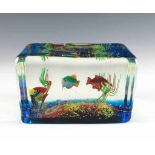 Murano-Aquarium-Glas. Bez. Ferro & Lazzarini. H 9 cm, L 14 cm