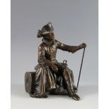 Sitzender Friedrich der Große. Bez. Titze. Bronze. Ende 19. Jh. H 12,5 cm