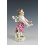 Singender Engel als Figurine. Rep. Stelle. Blaue Schwertermarke Meissen, Ende 19. Jh. H 16 cm