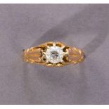 Brillantsolitär-Ring. Altschliffbrillant ca. 0,55 ct. Antike GG-Fassung