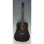 Gitarre. Etikett "Fender Acoustics, Model CD-60, BK-DS-V2, Fender Musical Instruments Corp."