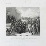 Napoleon. "Le premier consul visite l'hopital du du Mont St. Bernard". Stahlstich, Anf. 19. Jh.