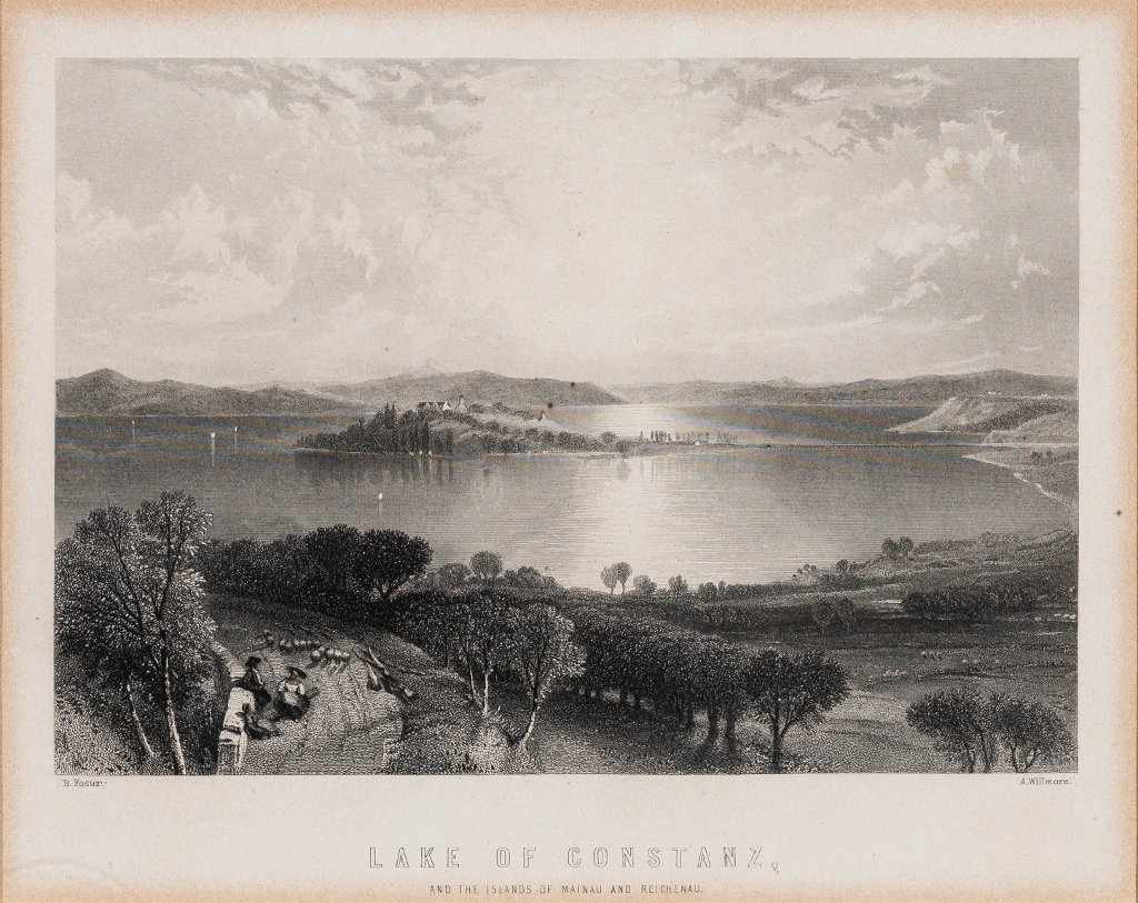 Bregenz und Insel Mainau. 2 Bll. Stahlstiche, um 1850. Ansicht 10 x 15,3 cm und 11 x 16 cm. Jew. mit - Image 2 of 2