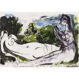 Pablo Picasso. 1881 Malaga - 1973 Mougins. Femme nue couchée et joueur de flûte. Radierung mit