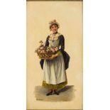 M. de Garay. Ungarischer Maler Ende 19. Jh. Sign. Blumenverkäuferin. Öl/Holz. 31,5 x 17 cm. R