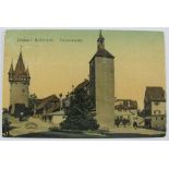 Postkarte Lindau Schrannenplatz. Zeigt den oberen und unteren Schrannenplatz. Farbkarte, Wilhelm