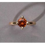 Mandaringranat-Ring. Runder facettierter Mandaringranat ca. 1,90 ct. Fassung 14 ct. Roségold