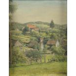 A. Dupré. Maler des 20. Jh. Sign. Dorflandschaft mit Fachwerkhäusern. Öl/Ktn. 24 x 19 cm. R