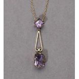 Amethystkette. 9 ct. GG. L 39 cm