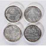 Vier Silbermünzen: 100 Schilling Österreich 1976 Olympische Winterspiele Innsbruck