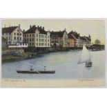 Postkarte Lindau Luitpold-Kaserne. Blick von der Seeseite. Farbkarte, "Max Hascher,