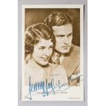 Autogramm-Postkarte Schauspieler-Ehepaar Jenny Jugo (1904 - 2001) und Enrico Benfer (1905 - 1996)