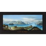 "Lago di Como". Gouachierte Lithographie, 19. Jh. Bildgr. 19 x 48 cm. Gl.u.R
