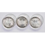 Drei Silbermünzen: 50 Schilling Österreich 1968 50 Jahre Republik, 50 Schilling 1972 Bodenkultur