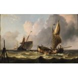 Anthonie Waldorp. 1803 Den Haag - 1866 Amsterdam. Monogr. Holländische Segelschiffe in voller Fahrt.