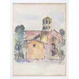 Hans Stöhr. 1906 Hanau - 1999 Lindau. Sign. und (19)85 dat. Studie eines Kirchengebäudes. Aquarell