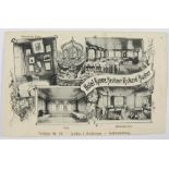 Postkarte Lindau "Hotel Krone, Besitzer Richard Bucher". Zeigt Bismarck-Ecke, Gastzimmer, Saal,