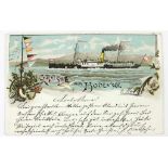 Postkarte "Grüsse vom Bodensee" mit Dampfschiff. Gelaufen 1898- - -27.00 % buyer's premium on the
