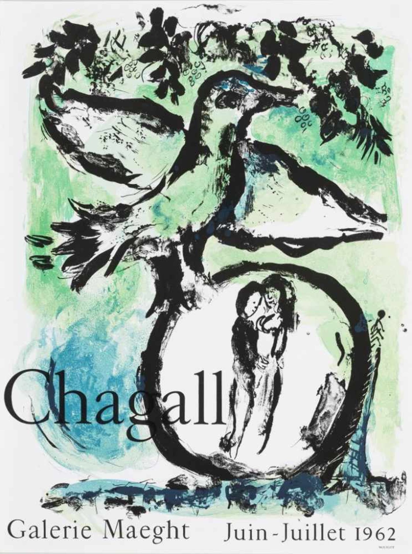 Marc Chagall. 1887 Witebsk - 1985 Saint-Paul-de-Vence. Grüner Vogel. Galerie Maeght 1962. Druck