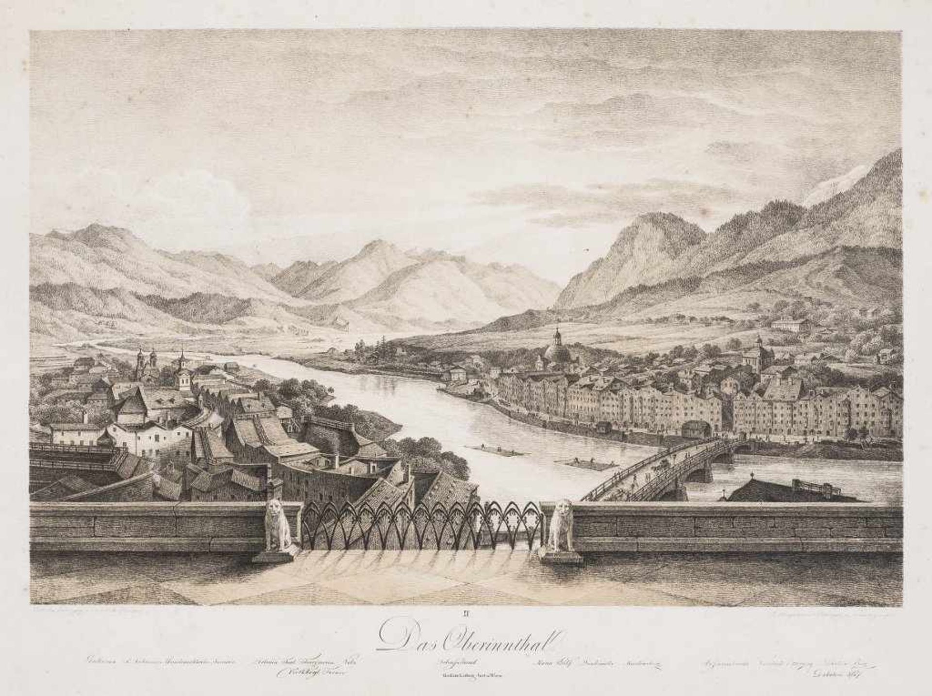 Innsbruck. "Das Oberinnthal". Tonlitho von Friedrich Rehberg und Franz Schweighofer aus "Das