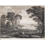 Pietro Parboni. 1783 - Rom - 1841. Pastorale Landschaft. Kupferradierung nach Claude Lorrain, um