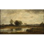 Münchner Maler 2. Hälfte 19. Jh. Voralpenlandschaft mit Teich. Öl/Ktn. 14,5 x 24 cm. R- - -27.00 %