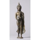 Schreitender Buddha mit Bettelschale. Gelbguss. Südostasien, 19. Jh. H 29 cm- - -27.00 % buyer's