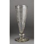 Großes Kelchglas "Dem Bräutigam". Farbloses Glas mit Ziergravur. Ende 19. Jh. H 23,5 cm- - -27.