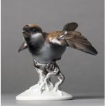 Ulmer Spatz. Figurine mit Unterglasurdekor. Modell Fritz Heidenreich. Rosenthal, Mitte 20. Jh.