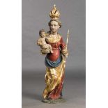 Madonna mit Kind. Polychrom gefasst und vergoldet. Böhmen, 18. Jh. H 89 cm- - -27.00 % buyer's