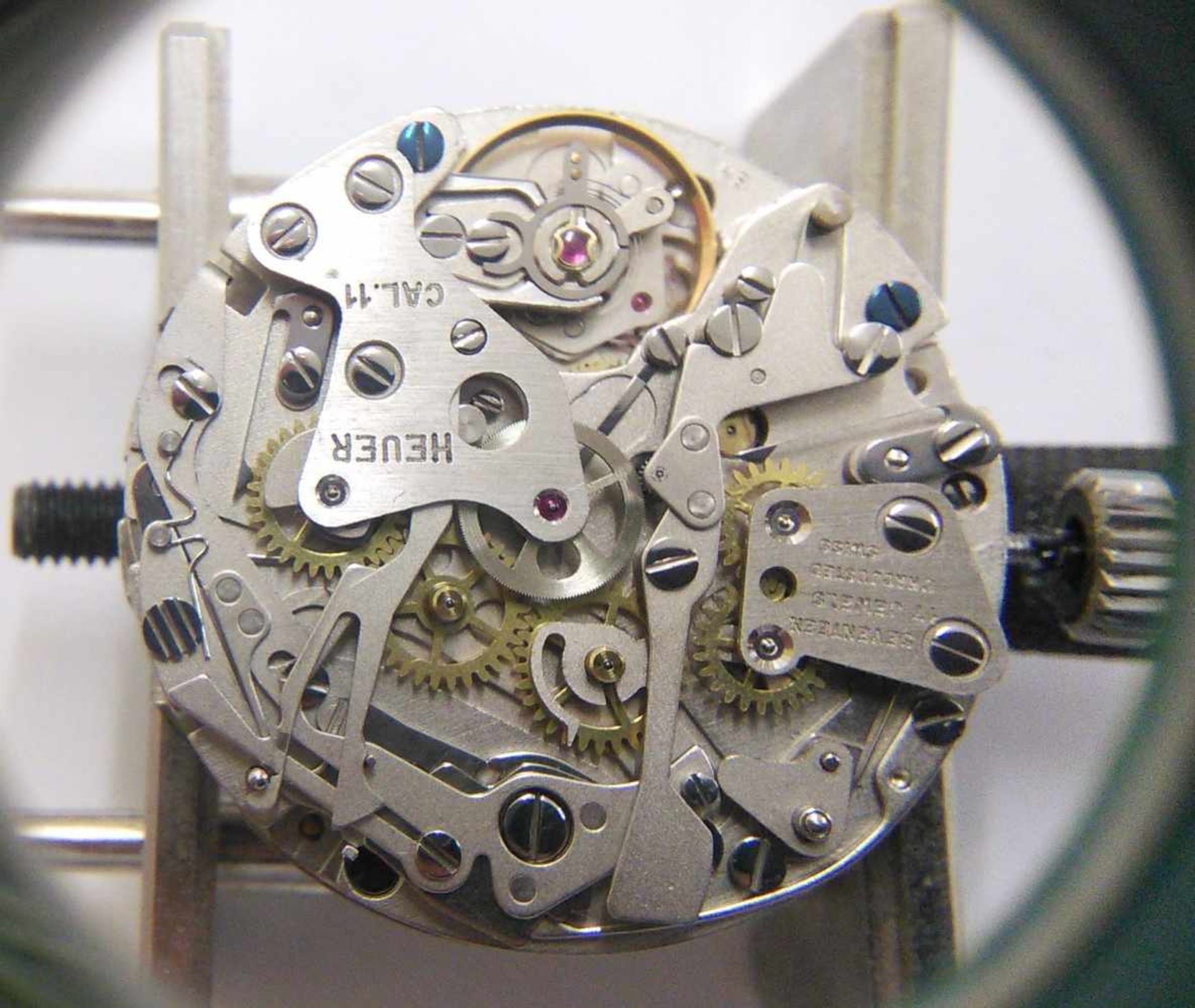 Seltener Chronograph Heuer, Swiss Carrera. Stahlgehäuse, Ref. C.2131.6. Stahlblaues Zifferblatt, - Bild 3 aus 4