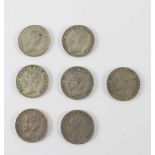 Bayern: sieben Münzen 2 Mark (S) 1899, 1900, 1902, 1904 (zwei Stück), 1905 (zwei Stück), Otto
